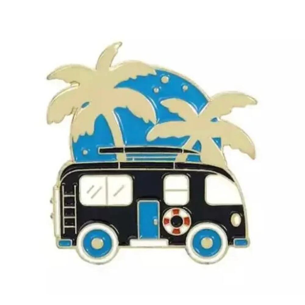 California Van Life Palm Tree and Beach Enamel Pins 396-1